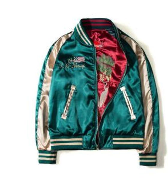 japanese style printing designer bomber jackets mens new satin fabrics stand collar varsity coat jacket both-side wearable baseball jacket g, Black;brown
japanese style printing designer bomber jackets mens new satin fabrics stand collar varsity coat jacket both-side wearable baseball jacket g, Black;brown