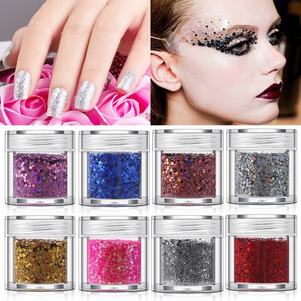 

10g nail art design mixed nail glitter powder for nails makeup eye hexagon shape shining decorations manicure decor tool, Silver;gold
