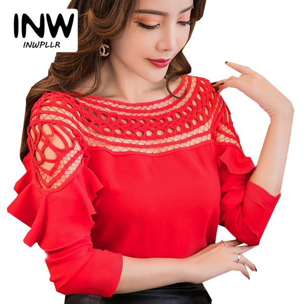 2018 new chiffon blouses shirts women spring ruffle long sleeve ladies hollow out lace patchwork blusas femininas, White
2018 new chiffon blouses shirts women spring ruffle long sleeve ladies hollow out lace patchwork blusas femininas, White