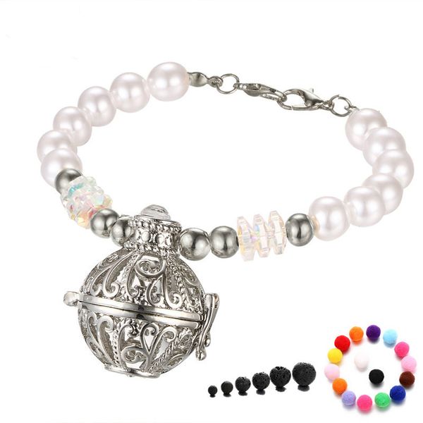 essential oil and perfume diffuser locket bracelet aromatherapy charm locket bangle with lava beads pearl beaded bracelets, Golden;silver
essential oil and perfume diffuser locket bracelet aromatherapy charm locket bangle with lava beads pearl beaded bracelets, Golden;silver