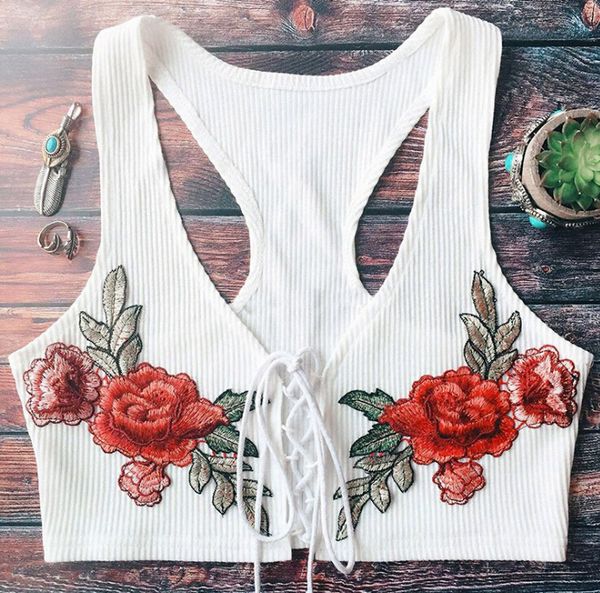 роза вышивка tank tops женщины v-образный вырез rope кресты белого tops лето sexy crop top women танки, White
роза вышивка tank tops женщины v-образный вырез rope кресты белого tops лето sexy crop top women танки, White