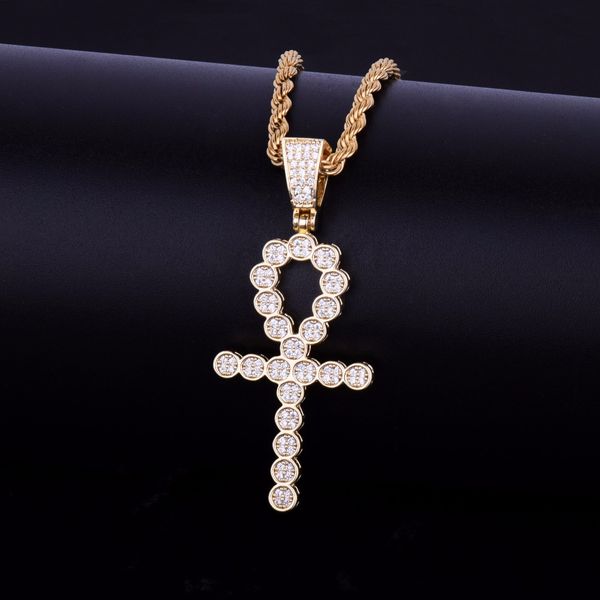 round men's ankh cross pendant necklace hip hop jewelry cuban/rope chain ice out cubic zircon for gift drop shipping, Silver
round men's ankh cross pendant necklace hip hop jewelry cuban/rope chain ice out cubic zircon for gift drop shipping, Silver