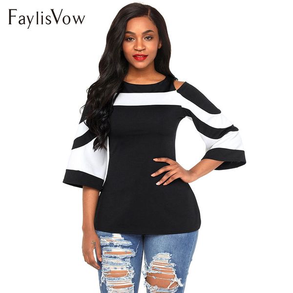 bell sleeve women's summer blouse cold shoulder colorblock black white blouses spring casual ladies office shirt clothes
bell sleeve women's summer blouse cold shoulder colorblock black white blouses spring casual ladies office shirt clothes