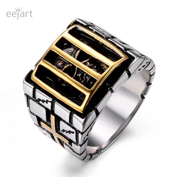 eejart stainless steel cage skull cross rings personality antique black cool punk ring for men and women biker ring, Golden;silver
eejart stainless steel cage skull cross rings personality antique black cool punk ring for men and women biker ring, Golden;silver
