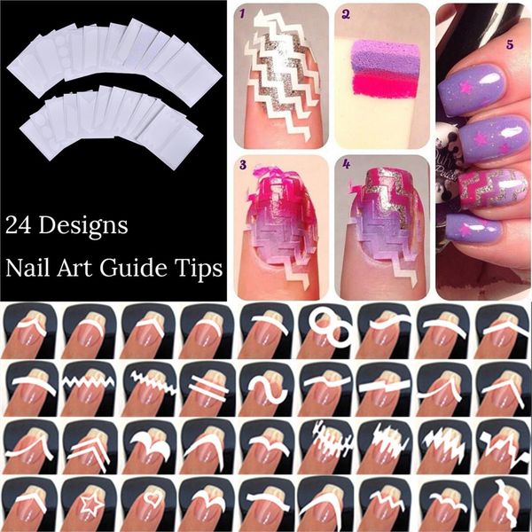 1 set 24 styles french manicure nail art salon tips tape stickers guide diy stencil decoration, Black
1 set 24 styles french manicure nail art salon tips tape stickers guide diy stencil decoration, Black
