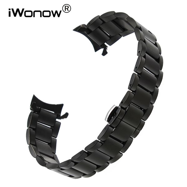 22mm curved end stainless steel watchband for samsung gear s3 classic / frontier butterfly buckle wrist strap black gold silver, Black;brown 
22mm curved end stainless steel watchband for samsung gear s3 classic / frontier butterfly buckle wrist strap black gold silver, Black;brown