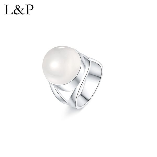 l&p elegant white chalcedony ring for lady authentic 925 sterling silver inlay gemstone adjustable ring fine jewelry for gift, Golden;silver
l&p elegant white chalcedony ring for lady authentic 925 sterling silver inlay gemstone adjustable ring fine jewelry for gift, Golden;silver