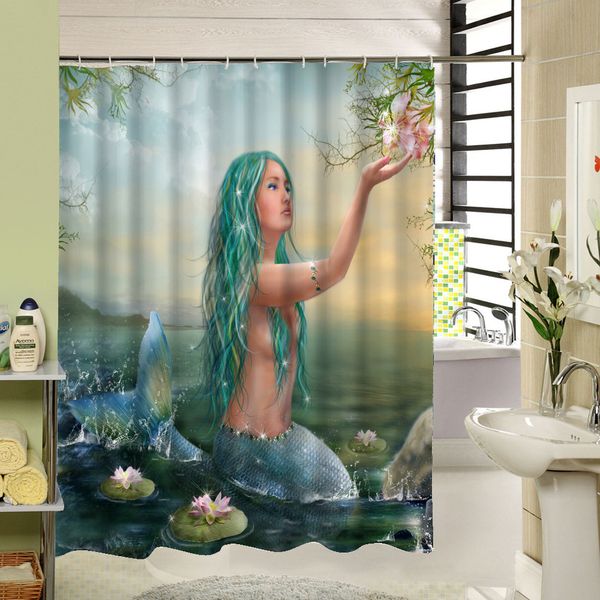 the beautifu mermaid with green hair is enjoying the flower in river custom curtain for bathroom waterproof shower curtain
the beautifu mermaid with green hair is enjoying the flower in river custom curtain for bathroom waterproof shower curtain
