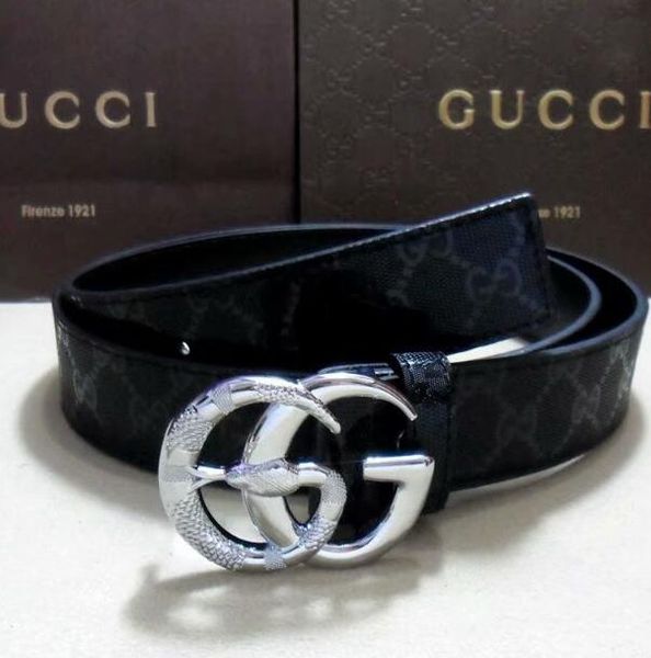2018New fashion men's business belt luxury big buckle leather belt men
