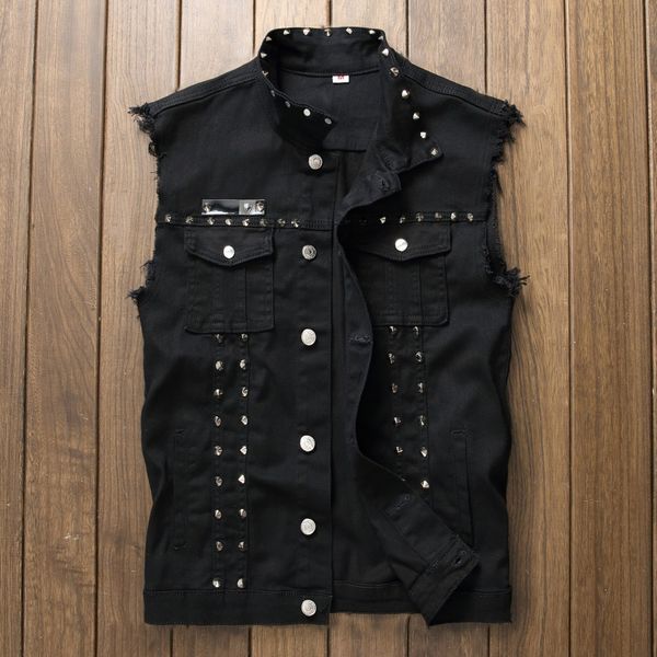 red black white hip hop rivet denim vest men slim fit coats male cowboy waistcoat man sleeveless jean jacket punk style clothing
red black white hip hop rivet denim vest men slim fit coats male cowboy waistcoat man sleeveless jean jacket punk style clothing