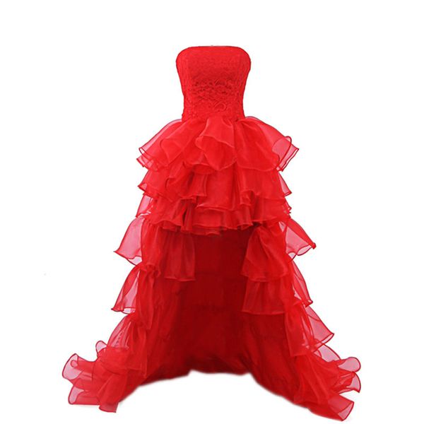 organza with ruffles high low wedding dresses red lace appliques wedding gowns new strapless bridal dress, White
organza with ruffles high low wedding dresses red lace appliques wedding gowns new strapless bridal dress, White