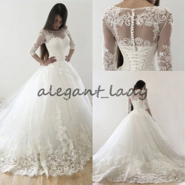 princess lace pearls wedding dresses with sleeves 2018 plus size victoria lace-up corset church garden bridal wedding gown, White
princess lace pearls wedding dresses with sleeves 2018 plus size victoria lace-up corset church garden bridal wedding gown, White