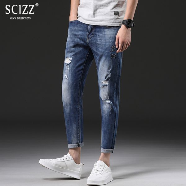 2018 summer light blue ankle-length men jeans slim fit denim pants men ripped stretch jeans zipper fashion
2018 summer light blue ankle-length men jeans slim fit denim pants men ripped stretch jeans zipper fashion