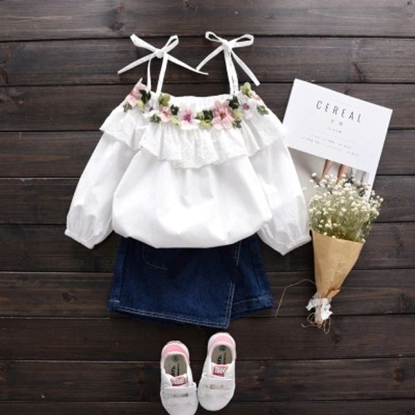 fashion children girls clothing harness lace flowers embroidered baby blouse baby girls clothes, White
fashion children girls clothing harness lace flowers embroidered baby blouse baby girls clothes, White
