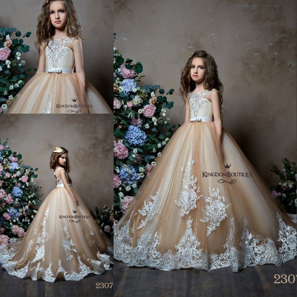 2019 Beautiful Champagne Flower Girls Dresses with Ivory Lace Appliqued Kids Wedding Party Birthday Gowns Custom Made
2019 Beautiful Champagne Flower Girls Dresses with Ivory Lace Appliqued Kids Wedding Party Birthday Gowns Custom Made