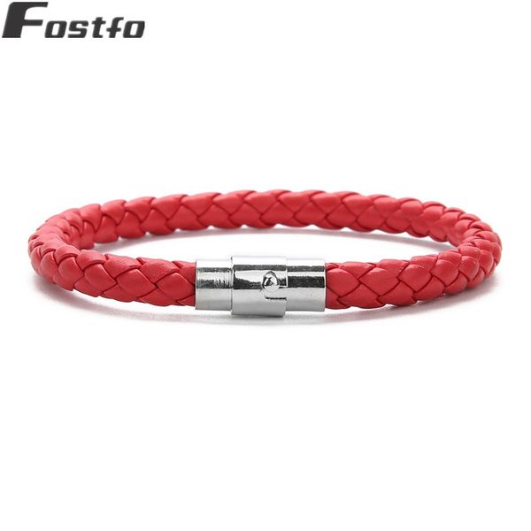 

fostfo new women 2018 fashion leather bracelets magnetic clasp charm bangle handmade round rope jewelry bracciali donna, Black