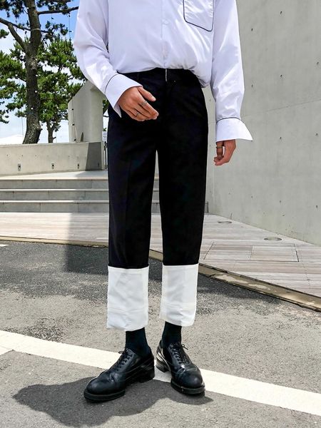 2018 new men's clothing hair stylist gd original fashion loose straight casual pants plus size costumes, Black
2018 new men's clothing hair stylist gd original fashion loose straight casual pants plus size costumes, Black