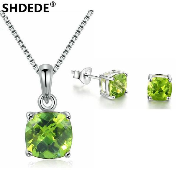 shdede 925 pure silver jewelry set of natural square olivine white gold pendant necklace earrings engagement jewelry, Black
shdede 925 pure silver jewelry set of natural square olivine white gold pendant necklace earrings engagement jewelry, Black