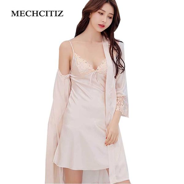 mechcitiz 2018 summer women lace silk robe & gown set sleep dress+bathrobe two piece 4 color robe sleepwear nightdress, Black;red
mechcitiz 2018 summer women lace silk robe & gown set sleep dress+bathrobe two piece 4 color robe sleepwear nightdress, Black;red