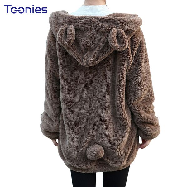 women winter plush sweatshirt oversized hoodie thick casual loose cute hooded with bear ears pockets zip-up autumn girl hoodies, Black
women winter plush sweatshirt oversized hoodie thick casual loose cute hooded with bear ears pockets zip-up autumn girl hoodies, Black
