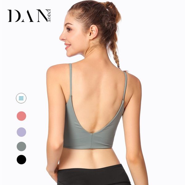 danenjoy women u style back fitness running gym workout sports bra yoga bra crop with removable pads, White;black