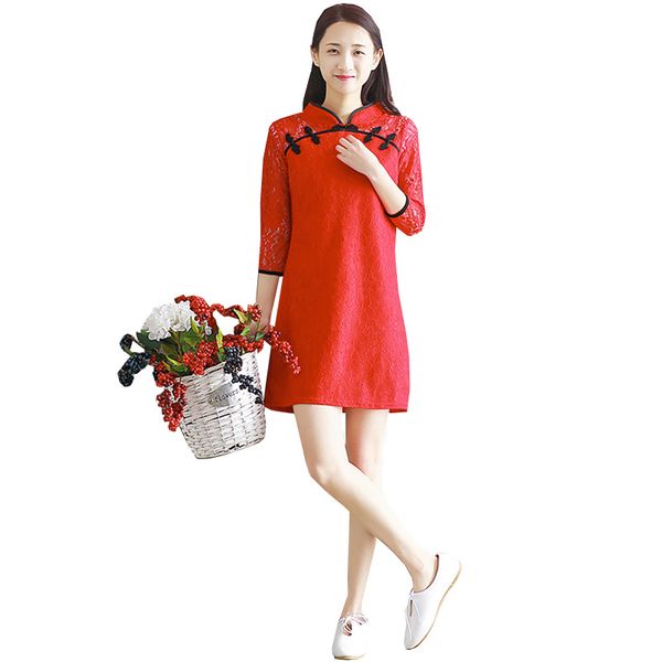 summer vintage ethnic traditional chinese qipao dress 2017 new women dresses improved cheongsam qipao elegant lace dress ab157, Red
summer vintage ethnic traditional chinese qipao dress 2017 new women dresses improved cheongsam qipao elegant lace dress ab157, Red