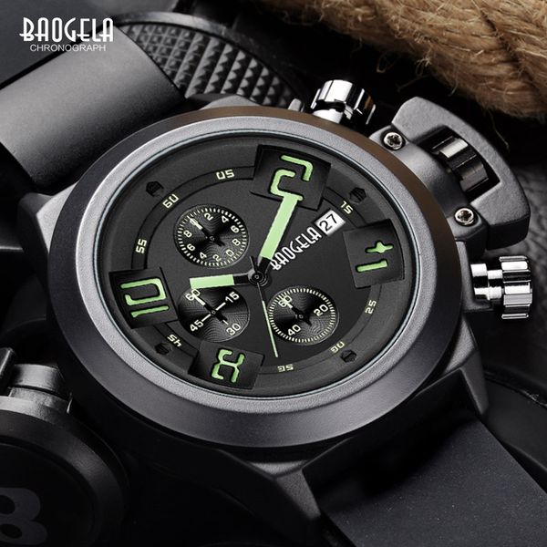 baogela men's chronograph quartz watches soft silicone strap sports analogue wristwatch for man waterproof luminous 1606green, Slivery;brown
baogela men's chronograph quartz watches soft silicone strap sports analogue wristwatch for man waterproof luminous 1606green, Slivery;brown