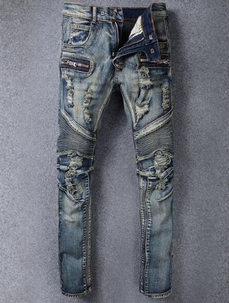 2018 new jeans for men distressed moto biker denim biker jeans slim fit cotton washed jeans mens, Blue
2018 new jeans for men distressed moto biker denim biker jeans slim fit cotton washed jeans mens, Blue