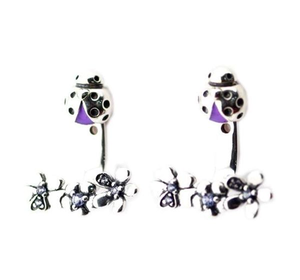 original 925 sterling silver jewelry ladybug meadow earrings with purple enamel and cz silver earrings for women wholesale 2018 spring, Golden;silver
original 925 sterling silver jewelry ladybug meadow earrings with purple enamel and cz silver earrings for women wholesale 2018 spring, Golden;silver