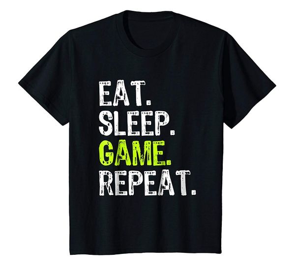 

2018 new summer men fashion eat sleep game repeat men's t-shirt, White;black