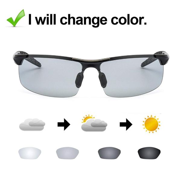 pchromic polarized semi-rimless sunglasses driver rider sports goggle chameleon change color men sunglasses gothic hipster, White;black
pchromic polarized semi-rimless sunglasses driver rider sports goggle chameleon change color men sunglasses gothic hipster, White;black