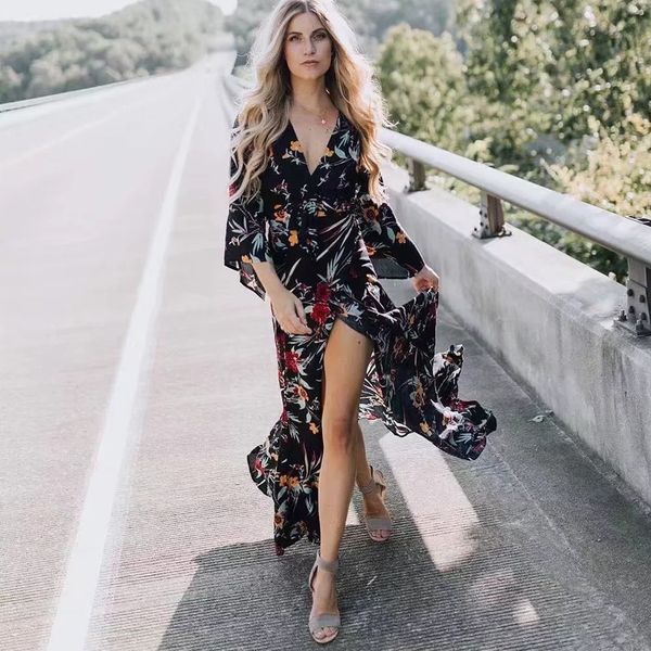 boho black floral print dresses 2018 vinatge kimono sleeve v-neck summer maxi dress holiday casual chic women beach, White;black
boho black floral print dresses 2018 vinatge kimono sleeve v-neck summer maxi dress holiday casual chic women beach, White;black