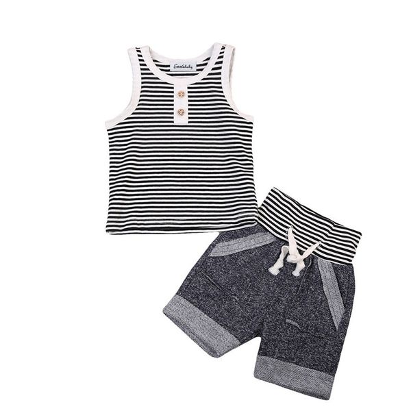 Summer Baby Boy Clothes Set Cotton Vest Sleeveless T shirt Tops + Short Pants 2pcs Infant Boys Outfits Striped Button Boys Clothing Sets
Summer Baby Boy Clothes Set Cotton Vest Sleeveless T shirt Tops + Short Pants 2pcs Infant Boys Outfits Striped Button Boys Clothing Sets