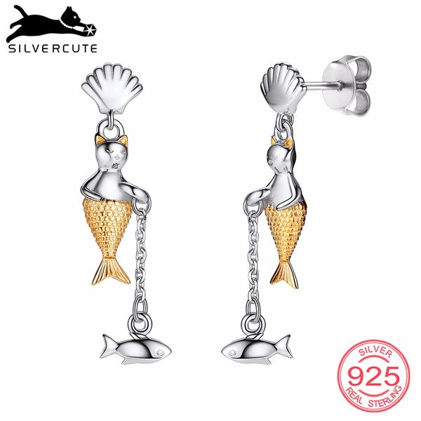 silvercute creative mermaid cat fish dangle earrings solid 925 sterling silver fine jewelry cute women accessories sce6424bk, Golden;silver
silvercute creative mermaid cat fish dangle earrings solid 925 sterling silver fine jewelry cute women accessories sce6424bk, Golden;silver