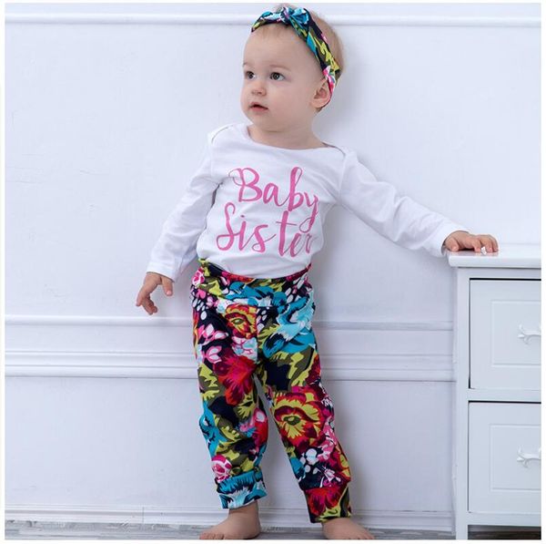girl floral print long pants set baby spring and autumn white romper with letter print and trousers headband suit three pieces kids clothes
girl floral print long pants set baby spring and autumn white romper with letter print and trousers headband suit three pieces kids clothes