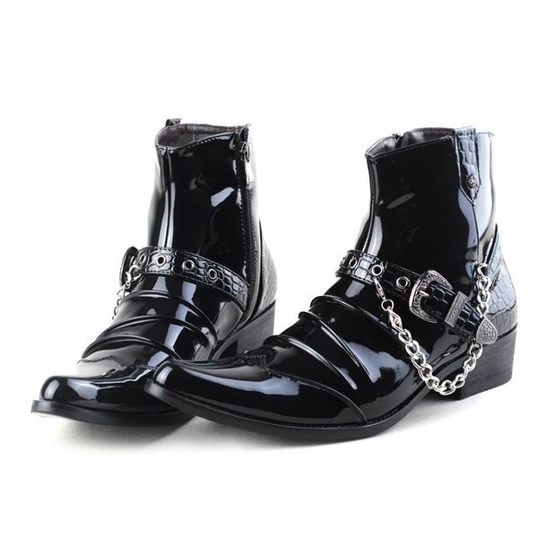 trending black men ankle boot pointed toe buckle chains charm fashion boot men motorcycle boots high patent leather shoes zapatos y10
trending black men ankle boot pointed toe buckle chains charm fashion boot men motorcycle boots high patent leather shoes zapatos y10