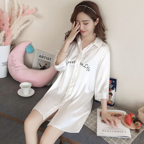summer women nightgowns satin silk casual button front sleepwear women mini sleepshirts nightwear womens pyjamas sleepdress, Black;red
summer women nightgowns satin silk casual button front sleepwear women mini sleepshirts nightwear womens pyjamas sleepdress, Black;red