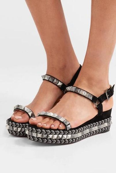 super quality wedding women high heels pyraclou 60mm fashion red bottom sandals for women wedges flat ankle strap sandal wedding party, Black
super quality wedding women high heels pyraclou 60mm fashion red bottom sandals for women wedges flat ankle strap sandal wedding party, Black