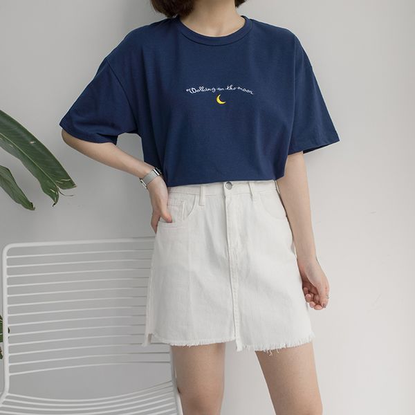 o-neck women tshirts new cute moon embroidery printed short sleeve t-shirt woman summer all -match casual female, White
o-neck women tshirts new cute moon embroidery printed short sleeve t-shirt woman summer all -match casual female, White