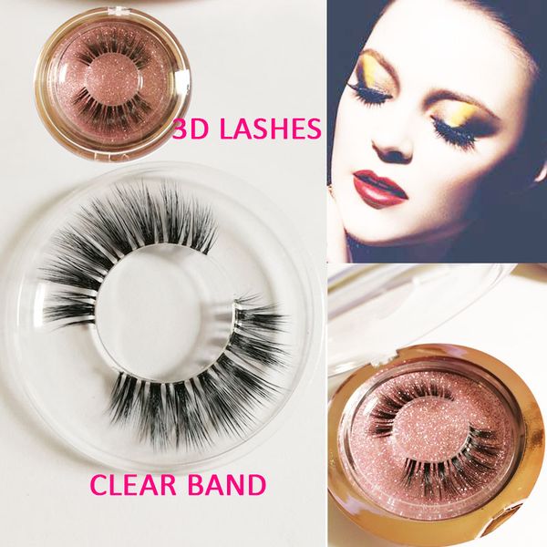 y03-3D Lashes clear band 3D Silk Lashes Eyelashes Natural nude look Lash False eyeLashes Handmade Eyelash Extension Makeup