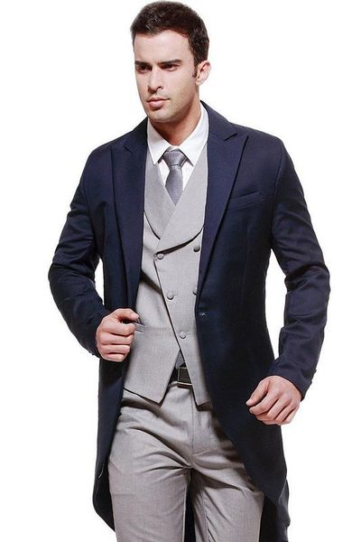navy blue tailcoat men wedding tuxedos excellent groom tuxedos peak lapel one button men dinner prom clothes(jacket+pants+tie+vest) 1755, Black;gray
navy blue tailcoat men wedding tuxedos excellent groom tuxedos peak lapel one button men dinner prom clothes(jacket+pants+tie+vest) 1755, Black;gray