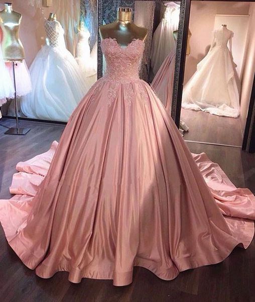 light pink lace ball gown wedding dresses sweetheart new arrival applique chapel train satin ruched wedding bridal gown real p, White
light pink lace ball gown wedding dresses sweetheart new arrival applique chapel train satin ruched wedding bridal gown real p, White
