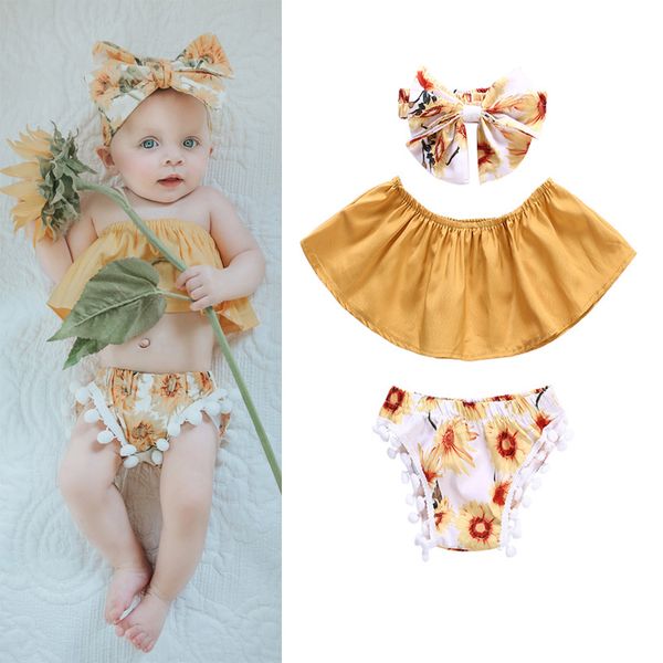 adorable newborn baby girl floral clothes toddler pure color sunflower tassel shorts headband 3pcs outfit kids clothing set, White
adorable newborn baby girl floral clothes toddler pure color sunflower tassel shorts headband 3pcs outfit kids clothing set, White