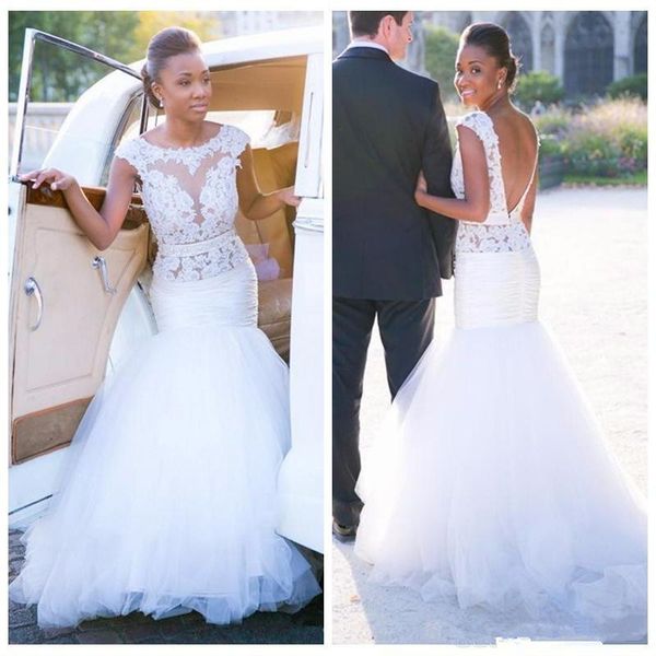 2018 vintage appliques lace mermaid wedding dresses tulle sweep train african wedding dresses style garden v-shape back bridal gowns custom, White
2018 vintage appliques lace mermaid wedding dresses tulle sweep train african wedding dresses style garden v-shape back bridal gowns custom, White
