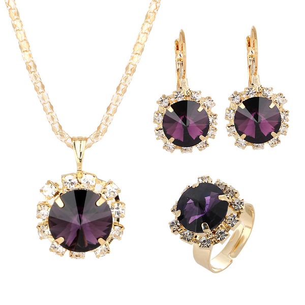 liffly european classic round shape design crystal necklace ring for women wedding fashion earrings jewelry gift, Silver 
liffly european classic round shape design crystal necklace ring for women wedding fashion earrings jewelry gift, Silver