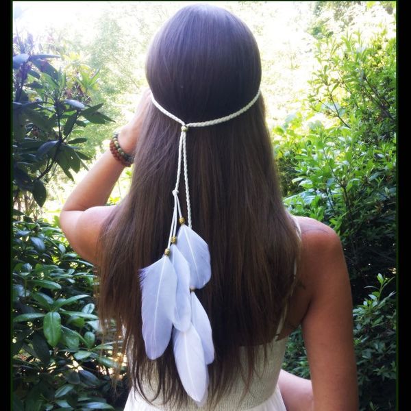 romani white feather headbands bohemian brides hair rope bead longe woven pretty immaculate, Silver
romani white feather headbands bohemian brides hair rope bead longe woven pretty immaculate, Silver