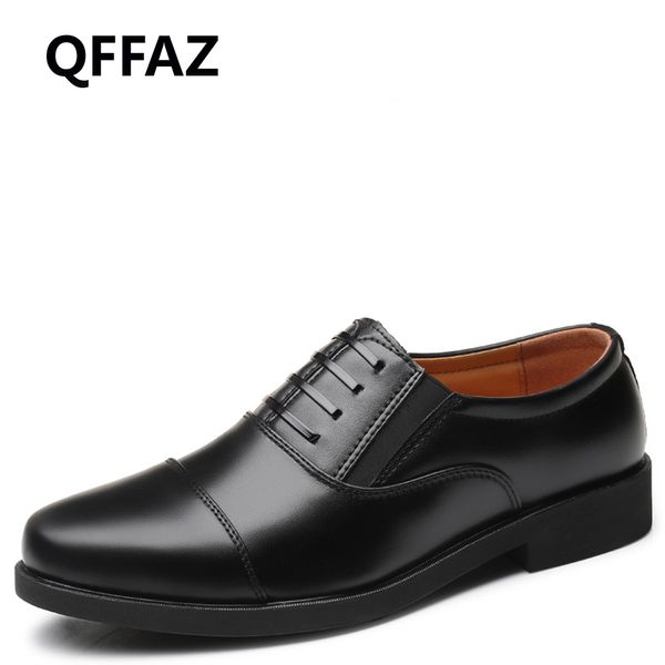 qffaz microfiber men dress shoes casual breathable shoes flats business oxford leather men oxford sapato masculino, Black