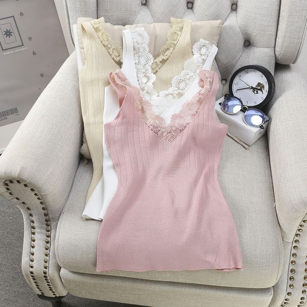 

new summer tanks & camis women fashion knitted hollow out lace crochet solid vest camisole female slim cute tank top, White