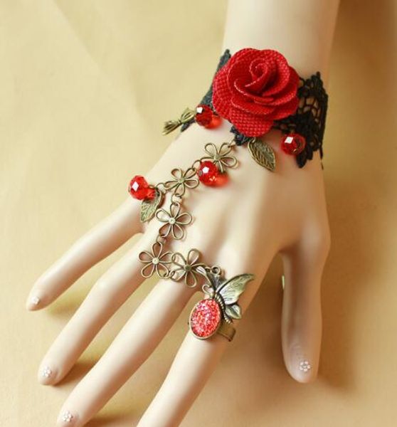 new european and american fashion vintage butterfly black lace red rose lady bracelet band ring integration of fashion classic delicate, Golden;silver
new european and american fashion vintage butterfly black lace red rose lady bracelet band ring integration of fashion classic delicate, Golden;silver