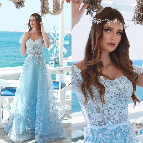 light sky blue prom dress off the shoulder 3d floral appliques illusion exposed boning beaded sequins fashion evening dresses floor length, Black
light sky blue prom dress off the shoulder 3d floral appliques illusion exposed boning beaded sequins fashion evening dresses floor length, Black